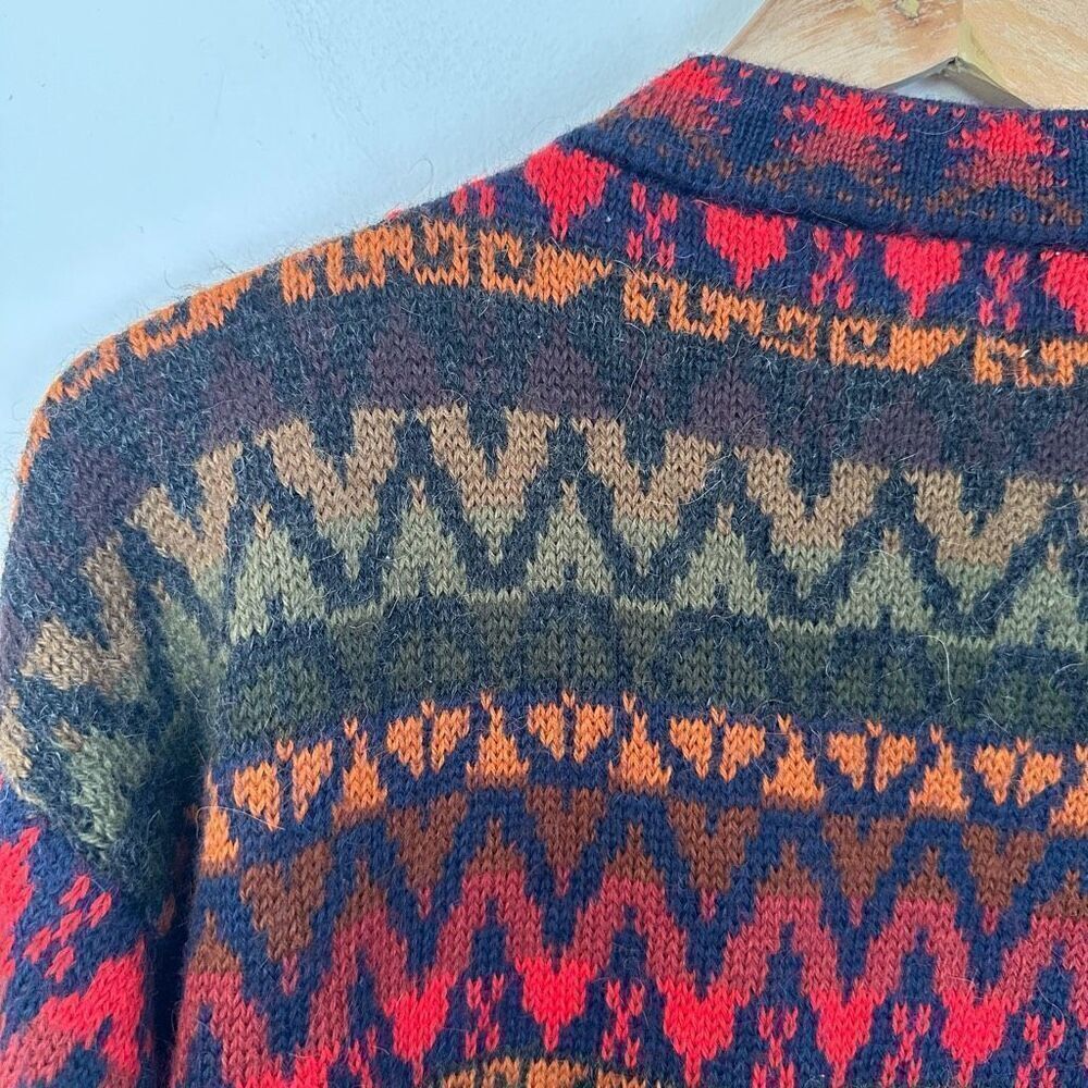 The Alpaca Connection Handmade in Peru Alpaca  Unisex Button Down Multi Color Ch - Picture 9 of 9